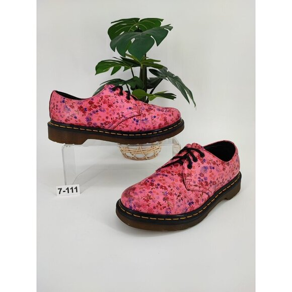 Dr Martens Women's Pascal Hole Floral Flower Pink Ankle Loafers 7US - Picture 1 of 11